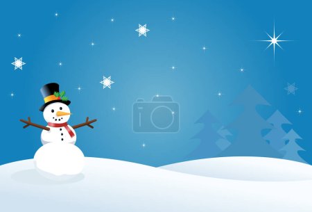 Illustration for Vector Snowman in a Christmas / Winter Scene - Royalty Free Image