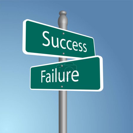 Illustration for Success and Failure Crossroads sign - Royalty Free Image