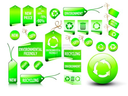 Ilustración de Conjunto de etiquetas de vectores ecológicos ambientales - Imagen libre de derechos