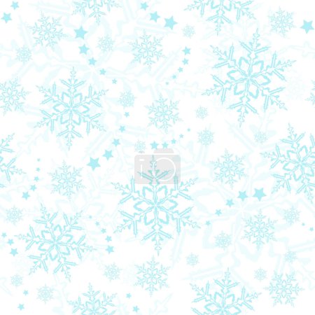 Illustration for Light blue snowflakes, winter pattern that will tile seamlessly. - Royalty Free Image