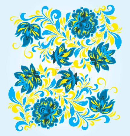 Ilustración de Adorno vectorial en estilo floral popular - Imagen libre de derechos