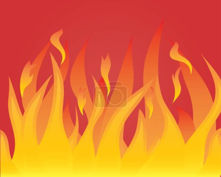 Téléchargez les illustrations : Illustrations vectorielles corps de flamme sur fond rouge - en licence libre de droit