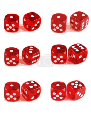 Illustration for 2 Dice close up - Showing all number combinations (Set of 3 Files - 1 of 3) - Royalty Free Image