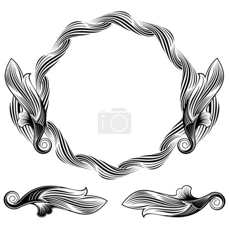 Illustration for Abstract silhouette floral design element in black. Vector illustration - Royalty Free Image