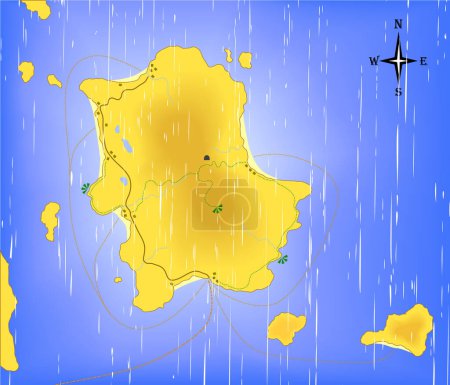 Téléchargez les illustrations : Illustration vectorielle modifiable d'une île tropicale générique avec grunge sur une couche séparée - en licence libre de droit
