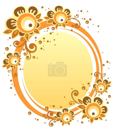 Illustration for Cartoon  flowers with yellow frame on a white background. - Royalty Free Image