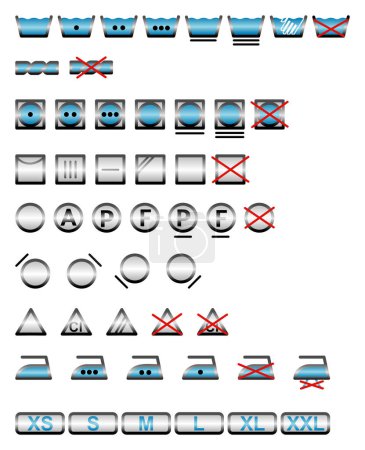 Illustration for Icon Set of washing symbols / cmyk color / vector - Royalty Free Image
