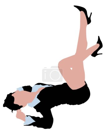 Téléchargez les illustrations : Femme d'affaires sexy couchée sur le sol sur un fond isolé - en licence libre de droit