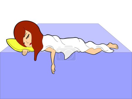 Téléchargez les illustrations : Belle fille dort sur le lit - en licence libre de droit