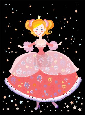Téléchargez les illustrations : Belle princesse en magnifique robe rose - en licence libre de droit