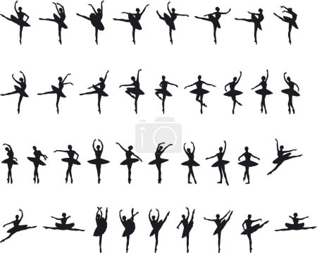 Illustration for An Illustration of Ballet Silouettes - Vector - Royalty Free Image