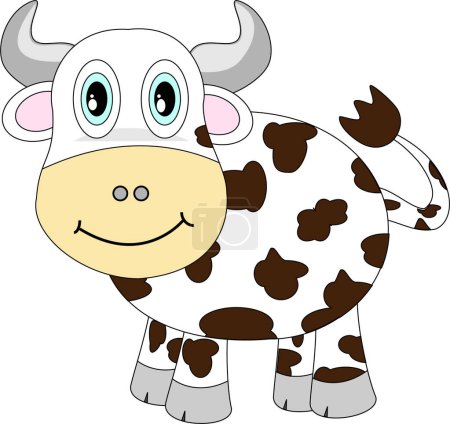 Illustration for A Cute looking cartoon spotted cow - Royalty Free Image