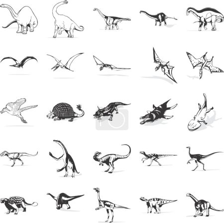 Illustration for Collection of smooth vector EPS illustrations of various dinosaurs - Royalty Free Image