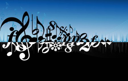 Illustration for Abstract Blue Music Design; Easy-edit file. - Royalty Free Image