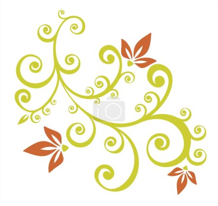 Téléchargez les illustrations : Motif floral stylisé vert isolé sur un fond blanc. - en licence libre de droit