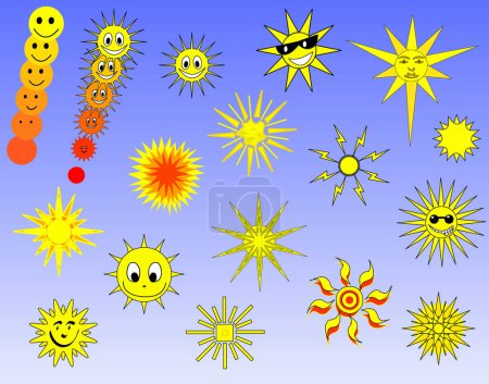 Illustration for Set of vector sun designs - Royalty Free Image