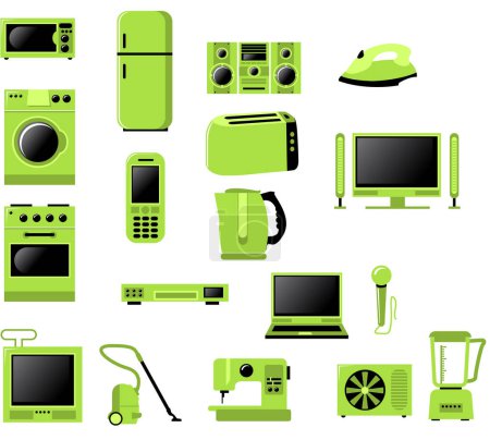 Illustration for Home related electronic apparatus icon set - Royalty Free Image