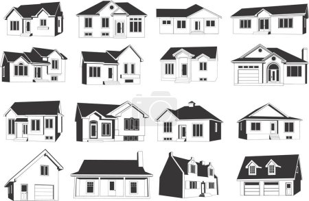 Illustration for Collection of smooth vector EPS illustrations of various houses - Royalty Free Image