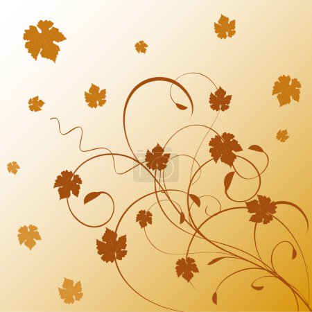 Téléchargez les illustrations : Délicat vecteur floral aux feuilles d'automne - en licence libre de droit