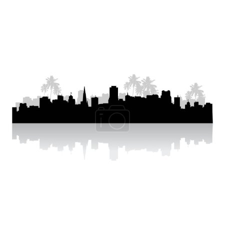 Illustration for Tropical cityscape image - color illustration - Royalty Free Image