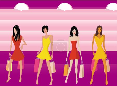 Illustration for Sopping girls - vector image - color illustration - Royalty Free Image