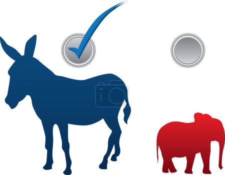Illustration for American political election - Republicans vs. Democrats - who will win? - Royalty Free Image