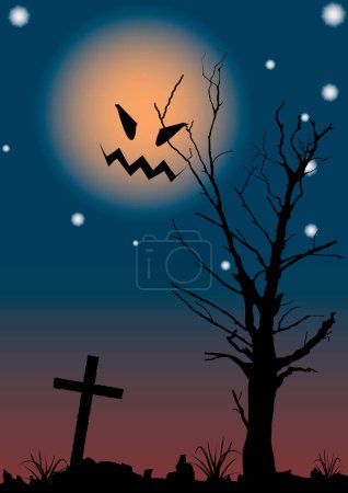 Illustration for Halloween night scene. A vector illustration. - Royalty Free Image