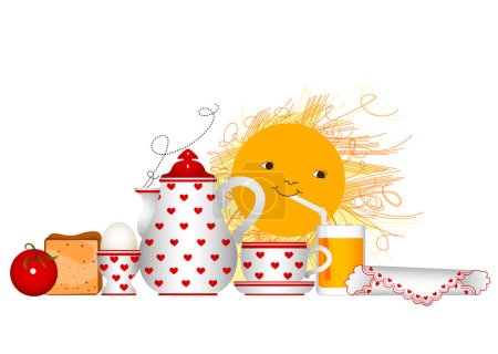 Illustration for Healthy lifestyle - tea and coffee time - Royalty Free Image