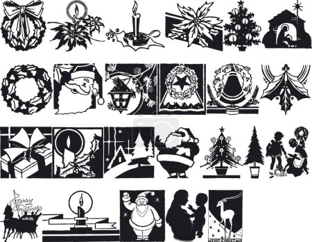Téléchargez les illustrations : Illustration des silhouettes de Noël - Format vectoriel - en licence libre de droit