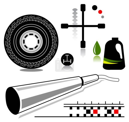 Illustration for Automotive service and repair related icons - Royalty Free Image
