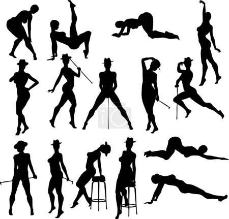 Téléchargez les illustrations : Illustration de silouettes de danse sexy - vecteur - en licence libre de droit