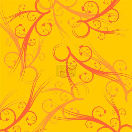 Illustration for Yellow tone square abstract background with orange ornaments - Royalty Free Image