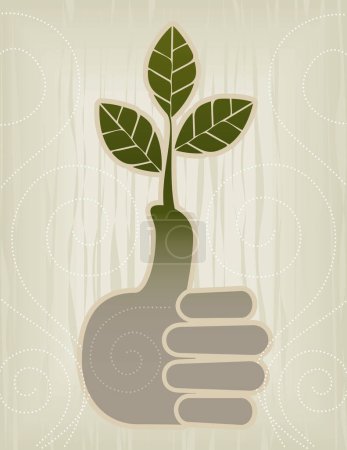 Ilustración de Estilizado Green Thumb / Thumbs Up Concept Icon; Archivo de fácil edición en capas. - Imagen libre de derechos