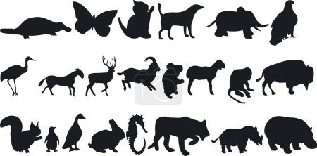 Téléchargez les illustrations : Illustration des Silouettes Animales - Image vectorielle - Illustration couleur - en licence libre de droit