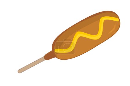 Illustration for A corndog on a stick with mustard - Royalty Free Image