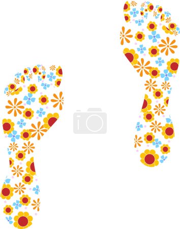 Téléchargez les illustrations : Illustration vectorielle d'empreintes florales aux couleurs vives - en licence libre de droit