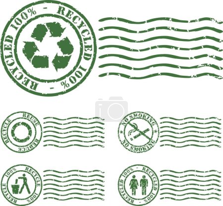 Téléchargez les illustrations : Tampon écologique en caoutchouc vectoriel à l'encre verte - en licence libre de droit