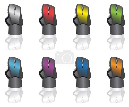 Illustration for Eight computer mouses with reflections - Royalty Free Image