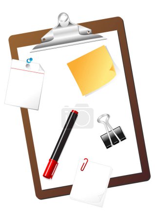 Illustration for Different stationary items isolated over white background - Royalty Free Image