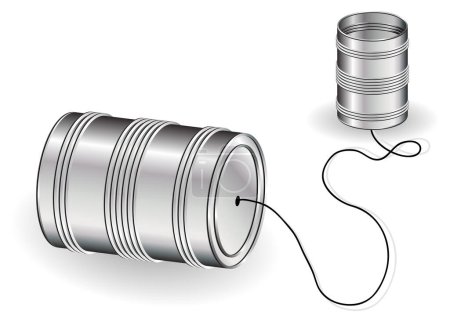 Illustration for Tin can phone isolated over white background - Royalty Free Image