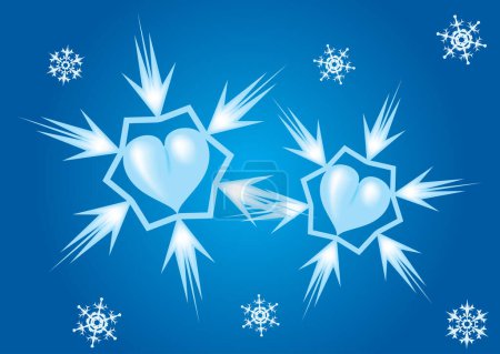 Illustration for Two hearts - snowflakes. A vector illustration. - Royalty Free Image