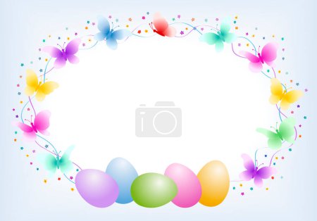 Illustration for Butterfly oval frame with eggs - Royalty Free Image