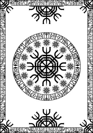 Ilustración de Diseño rectangular vikingo rúnica - Imagen libre de derechos