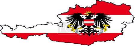 Ilustración de Ilustración Vector de un mapa y bandera de Austria - Imagen libre de derechos