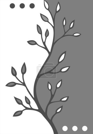 Téléchargez les illustrations : Fond floral stylisé gris avec des feuilles et des points. - en licence libre de droit