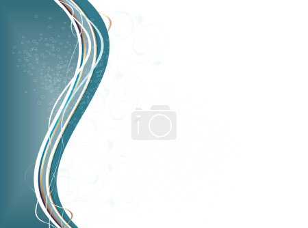 Ilustración de Fondo abstracto vectorial con onda colorida y adorno floral - Imagen libre de derechos