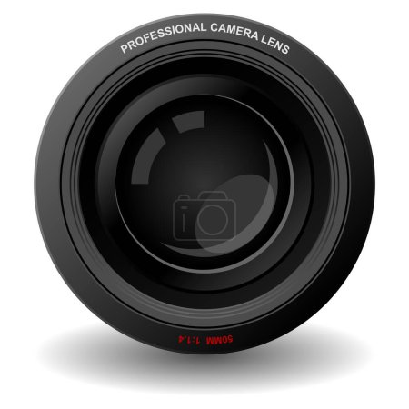 Illustration for Camera lens isolated over square white background - Royalty Free Image