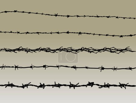 Illustration for Barbed Wire elements 4 - 5 vector barbed wire graphic elements - Royalty Free Image