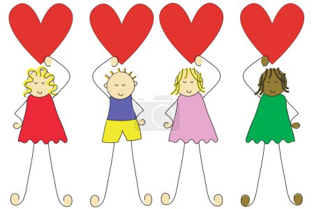 Illustration for Group of four cartoon children - Royalty Free Image