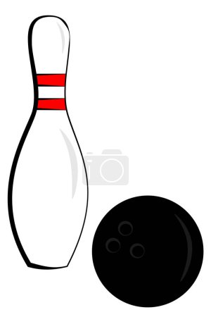 Illustration for A bowling pin and ball - Royalty Free Image
